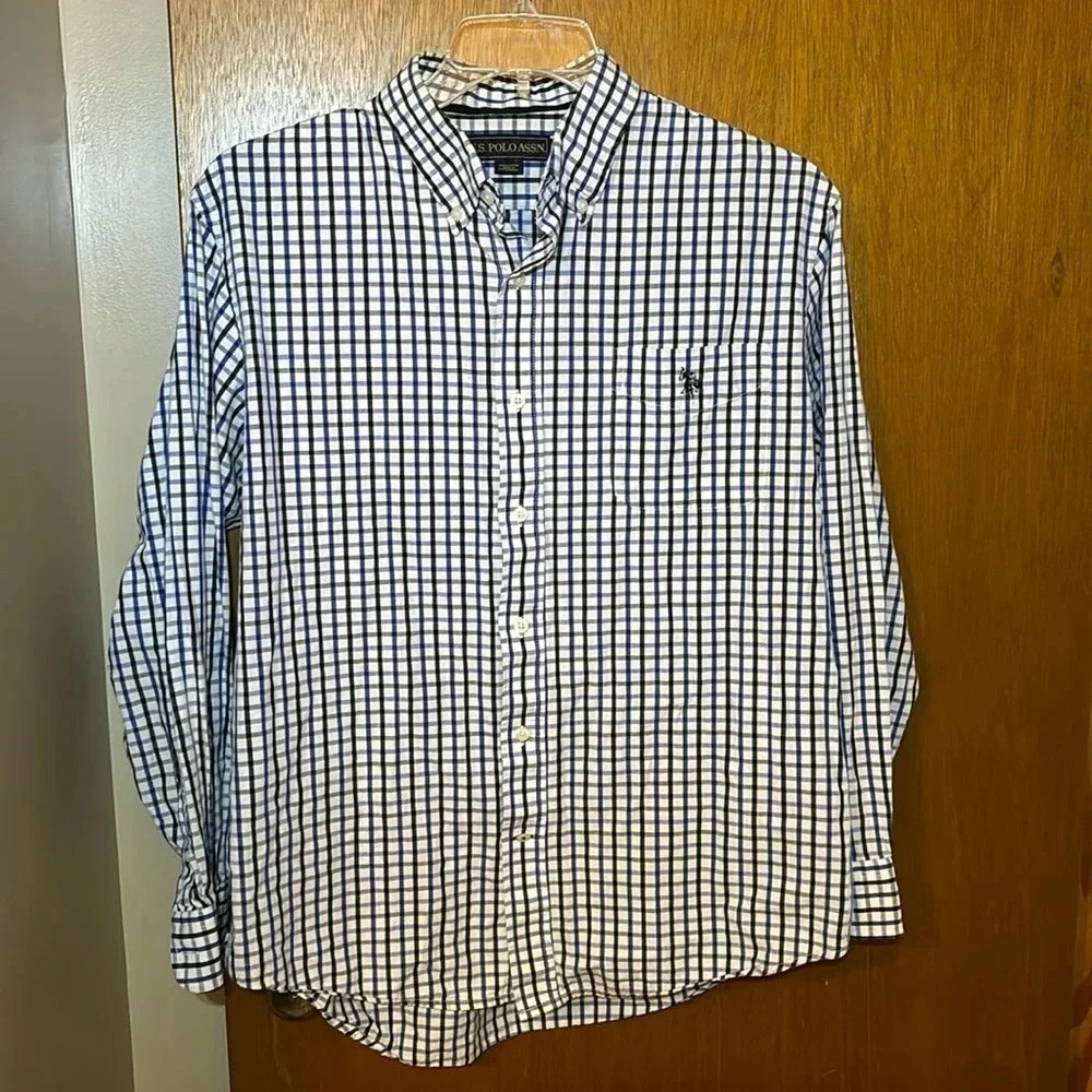 U.S. Polo Assn. Men’s Plaid Shirt Blue/Black Size L